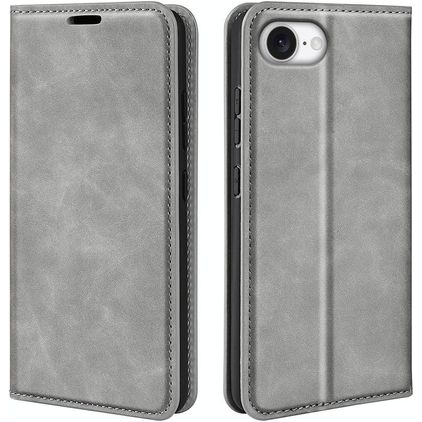 Mobigear Retro Slim Housse iPhone 16e Etui Porte-Monnaie - Gris