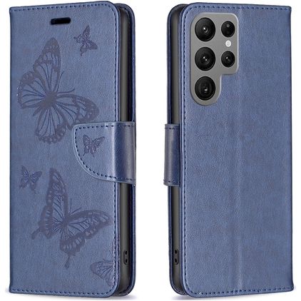Mobigear Butterfly Housse Samsung Galaxy S24 Ultra Etui Porte-Monnaie - Bleu