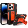 Mobigear Heavy Armor Stand Coque iPhone 14 Pro Coque arrière Rigide Anti-Chocs avec Support Amovible - Noir / Rouge