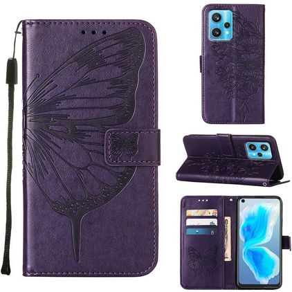 Mobigear Butterfly Housse Realme 9 Pro Plus Etui Porte-Monnaie - Violet