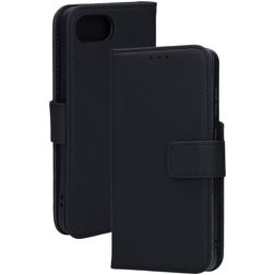 Mobiparts Housse iPhone 16e Etui en Cuir Véritable Porte-Monnaie - Noir