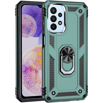 Mobigear Armor Ring Coque Samsung Galaxy A23 Coque arrière Rigide Anti-Chocs avec Anneau-Support - Vert