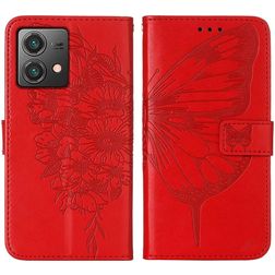 Mobigear Butterfly Housse Motorola Moto G84 Etui Porte-Monnaie - Rouge