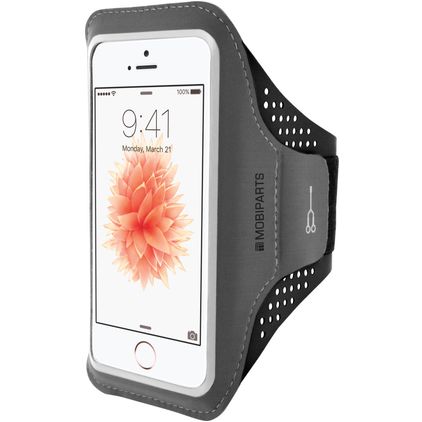 Mobiparts Comfort Fit Brassard Téléphone iPhone SE (2016) Brassard Coque de Sport en Neoprène - Noir