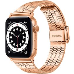 Mobigear Kopenhagen Bracelet Acier Apple Watch Fermeture à pince - 49/46/45/44 mm - Rose doré