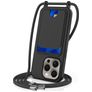 Mobigear Lanyard Card iPhone 16 Pro Max Coque avec cordon en Silicone et Porte-Cartes - Noir