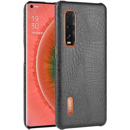 Mobigear Croco Coque OPPO Find X2 Pro Coque arrière Rigide - Noir