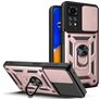 Mobigear Armor Ring Cam Slide Coque Xiaomi Redmi Note 11 4G Coque arrière Rigide Anti-Chocs avec Anneau-Support et Protecteur Lentilles - Rose doré