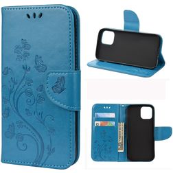 Mobigear Flowers Housse iPhone 12 Etui Porte-Monnaie - Bleu