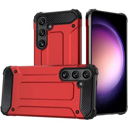 Mobigear Outdoor Coque Samsung Galaxy S24 Coque arrière Rigide Anti-Chocs - Rouge