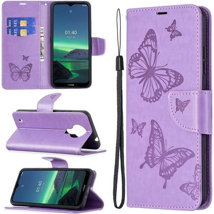Mobigear Butterfly Housse Nokia 1.4 Etui Porte-Monnaie - Violet