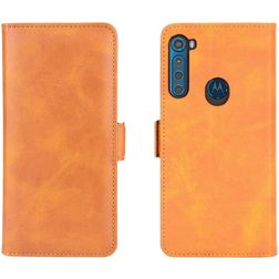Mobigear Slim Magnet Housse Motorola One Fusion Plus Etui Porte-Monnaie - Cognac