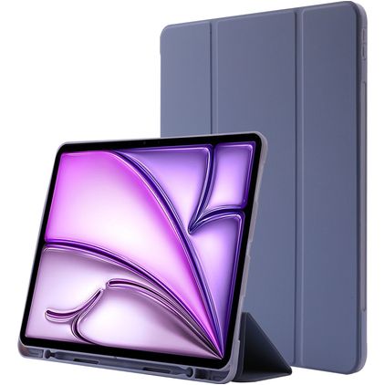 Mobigear Tri-Fold Gel Coque iPad Air 13 Pouces (2025) Etui en TPU,Similicuir + Porte-crayon - Violet