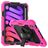 Mobigear SureGrip Xtreme Coque iPad Mini 6 (2021) Coque arrière en Plastique rigide,Silicone + Porte-crayon + Bandoulière + Support Amovible - Noir / Rose