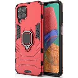 Mobigear Armor Ring Coque Samsung Galaxy M33 Coque arrière Rigide Anti-Chocs avec Anneau-Support - Rouge