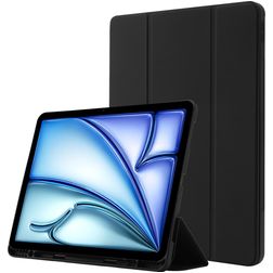 Mobigear Tri-Fold Gel Coque iPad Air 11 Pouces (2024) Etui en TPU,Similicuir + Porte-crayon - Noir