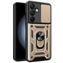 Mobigear Armor Ring Cam Slide Coque Samsung Galaxy S24 FE Coque arrière Rigide Anti-Chocs avec Anneau-Support et Protecteur Lentilles - Or
