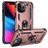Mobigear Armor Ring Coque iPhone 14 Pro Coque arrière Rigide Anti-Chocs avec Anneau-Support - Rose doré