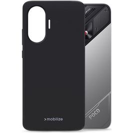 Mobilize Rubber Gelly Coque POCO F7 Coque arrière en TPU Souple - Noir