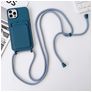 Mobigear Lanyard Card iPhone 15 Pro Coque avec cordon en Silicone et Porte-Cartes - Dark Blue