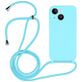 Mobigear Lanyard iPhone 14 Coque avec cordon en Silicone - Bleu