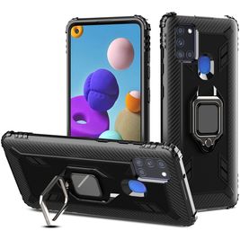 Mobigear Armor Ring Coque Samsung Galaxy A21s Coque arrière Rigide Anti-Chocs avec Anneau-Support - Noir