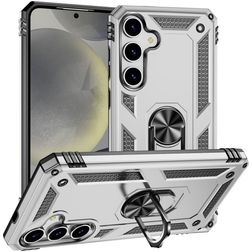 Mobigear Armor ring Coque Samsung Galaxy S25 Coque arrière Rigide Anti-Chocs avec Anneau-Support - Argent