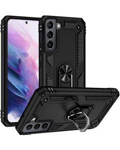 Mobigear Armor Ring Samsung Galaxy S22 Plastique rigide Coque arrière Antichoc avec bague de maintien - Noir