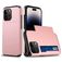 Mobigear Card Coque iPhone 15 Pro Coque arrière Rigide Anti-Chocs avec Porte-Cartes - Rose doré