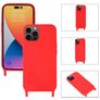 Mobigear Lanyard iPhone 14 Pro Max Coque avec cordon en Silicone - Rouge