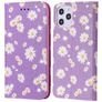 Mobigear Daisies Housse iPhone 12 Pro Max Etui Porte-Monnaie - Violet