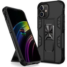 Mobigear Armor Stand Coque iPhone 12 Pro Max Coque arrière Rigide Anti-Chocs avec Support Amovible - Noir