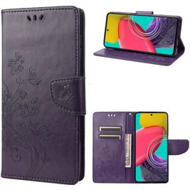 Mobigear Flowers Housse Samsung Galaxy M53 Etui Porte-Monnaie - Violet