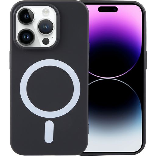 Mobigear Rubber Touch Coque iPhone 15 Pro Max MagSafe Coque arrière en Silicone - Noir
