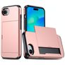Mobigear Card Coque iPhone 17e Coque arrière Rigide Anti-Chocs avec Porte-Cartes - Rose doré