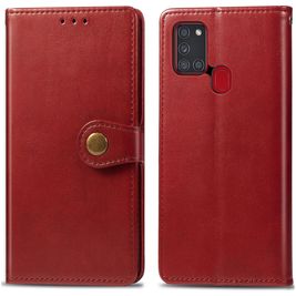 Mobigear Snap Button Housse Samsung Galaxy A21s Etui Porte-Monnaie - Rouge
