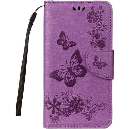 Mobigear Butterfly Housse Samsung Galaxy A8 (2018) Etui Porte-Monnaie - Violet