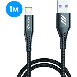 Mobigear Nylon - Câble USB-A vers Apple Lightning 1 mètre - Noir