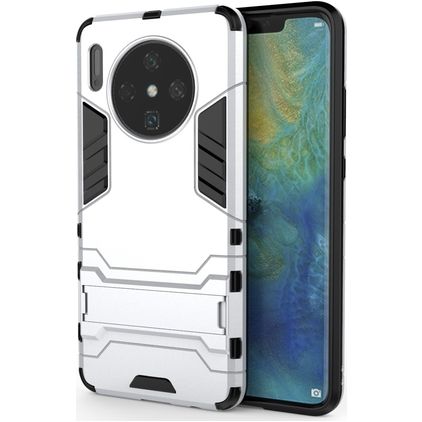 Mobigear Armor Stand Coque Huawei Mate 30 Coque arrière Rigide Anti-Chocs avec Support Amovible - Argent