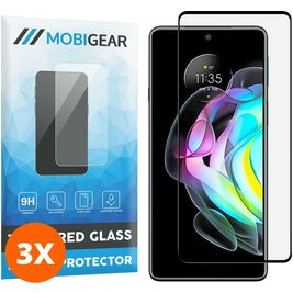 Mobigear Premium Motorola Edge 20 Verre trempé Protection d'écran - Compatible Coque - Noir (Lot de 3)