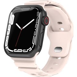 Mobigear Sport Armor Bracelet Silicone Apple Watch Fermeture à clou et passant - 49/46/45/44 mm - Sand Pink