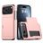 Mobigear Card iPhone 18 Pro Max Plastique rigide Coque arrière Antichoc avec porte-cartes - Rose