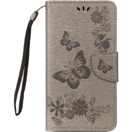 Mobigear Butterfly Samsung Galaxy A8 (2018) Étui Portefeuille - Gris