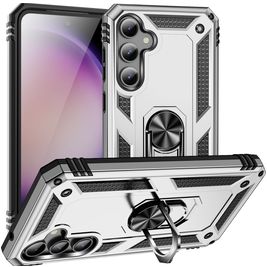 Mobigear Armor Ring Coque Samsung Galaxy S23 FE Coque arrière Rigide Anti-Chocs avec Anneau-Support - Argent