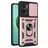 Mobigear Armor Ring Cam Slide Xiaomi Redmi 10 5G Plastique rigide Coque arrière Antichoc avec bague de maintien et cache caméra coulissant - Rose doré