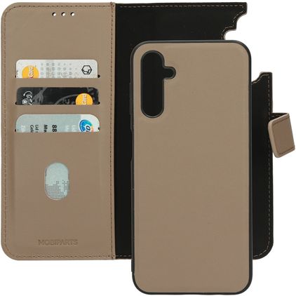 Mobiparts Housse Samsung Galaxy A14 Etui avec Coque Détachable en Cuir Véritable Porte-Monnaie - Taupe