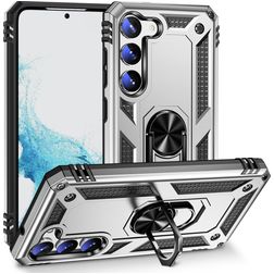 Mobigear Armor Ring Samsung Galaxy S23 Plastique rigide Coque arrière Antichoc avec bague de maintien - Argent