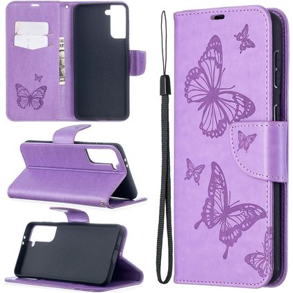 Mobigear Butterfly Housse Samsung Galaxy S21 Plus Etui Porte-Monnaie - Violet