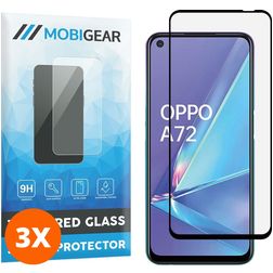 Mobigear Premium OPPO A72 Verre trempé Protection d'écran - Compatible Coque - Noir (Lot de 3)