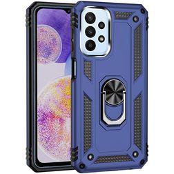 Mobigear Armor Ring Coque Samsung Galaxy A23 Coque arrière Rigide Anti-Chocs avec Anneau-Support - Bleu